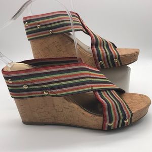 MADDEN GIRL Wedges Nautic Strapy Cork Sandals size 10